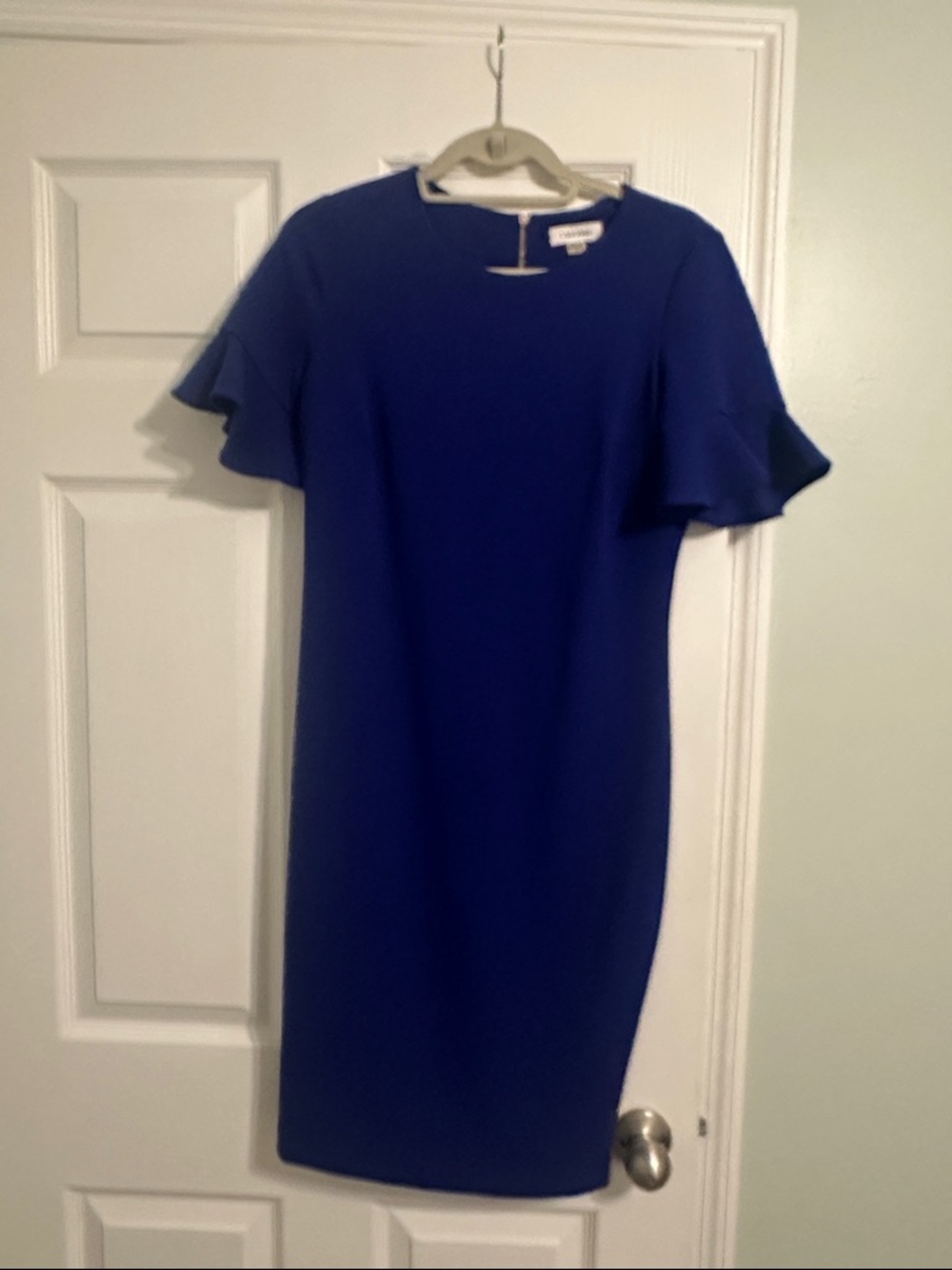 Calvin Klien Royal Blue Flutter Sleeve Midi Dress